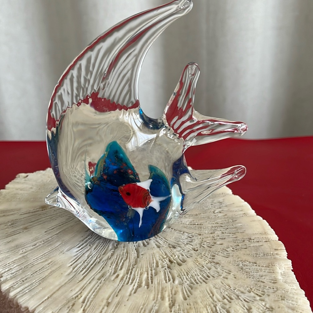 MURANO Style Art Glass Fish Shaped Aquarium Sculpture Figurine Paperweight Fish